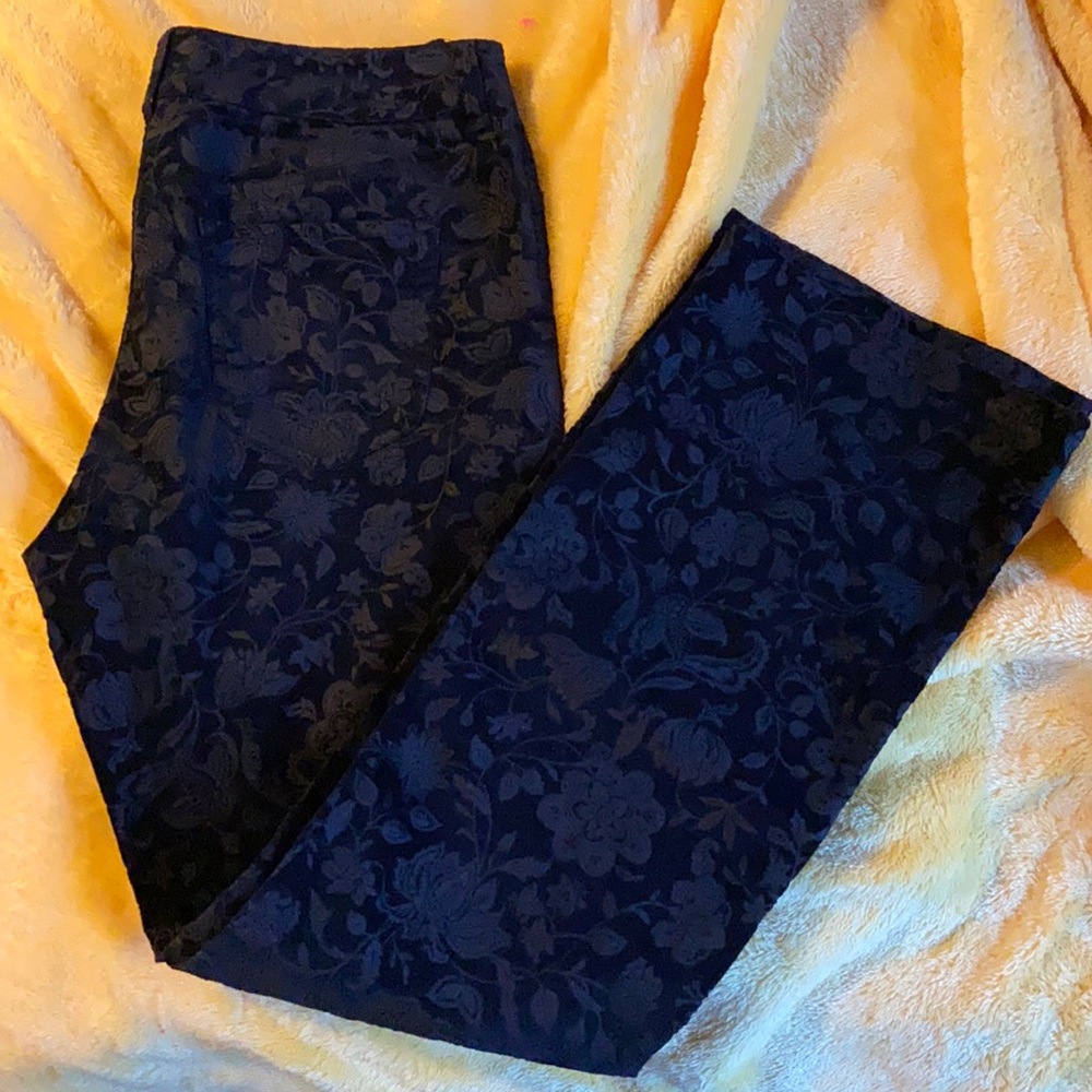 Velvet Floral Boot Cut Pants
